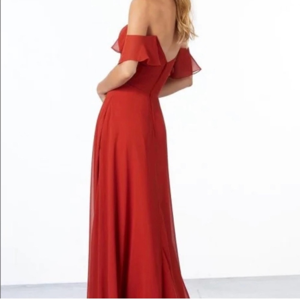 Mori Lee Madeline Gardner Chiffon Off Shoulder Ruffled Gown in Cinnamon … - Picture 2 of 14